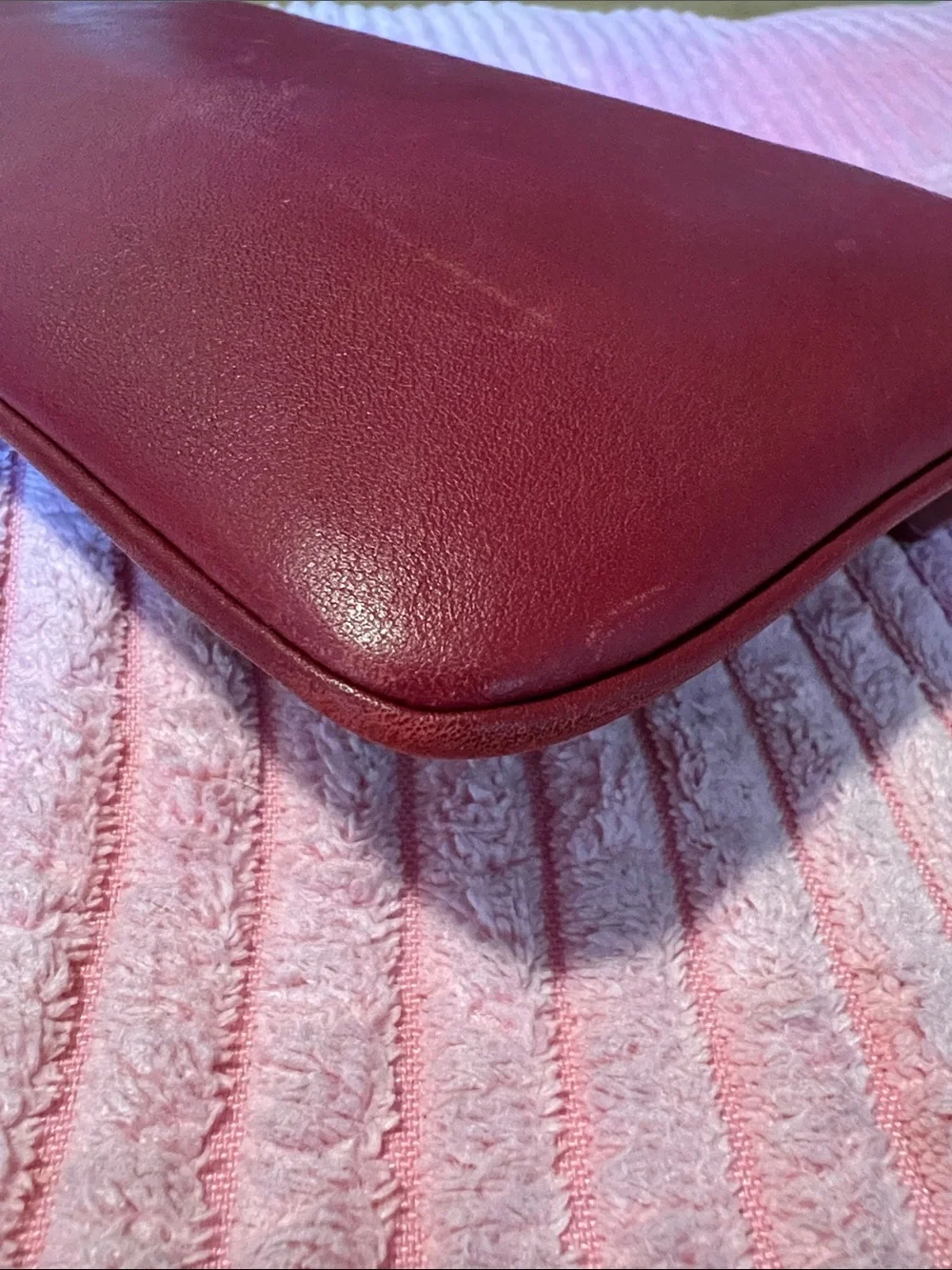Coach Vintage Red Leather Flat Cosmetic Case